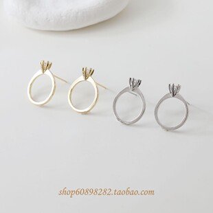 14K电镀真金保色戒指镶锆石diy耳钉耳饰手作材料配件