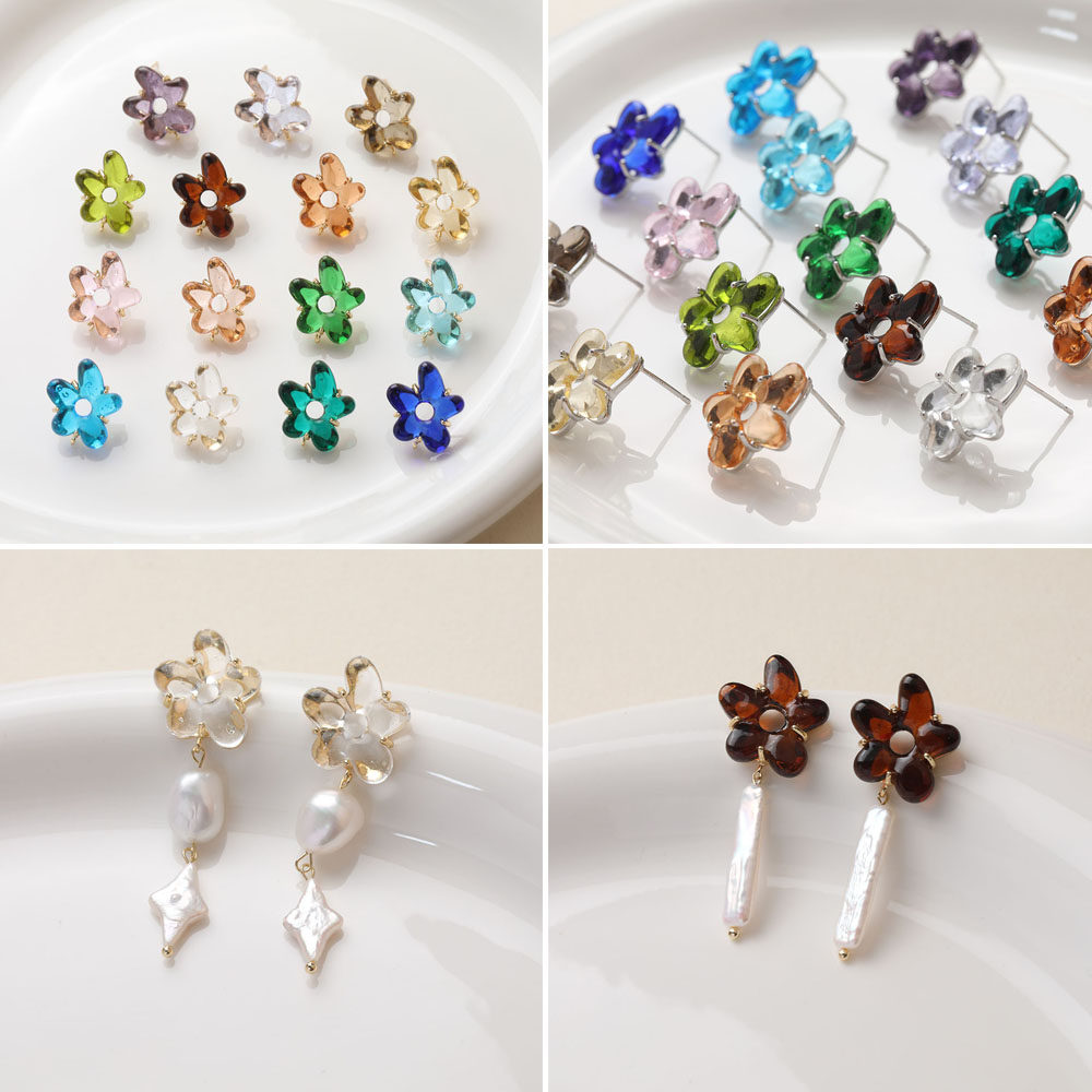 14K电镀真金保色琉璃五瓣镂空花朵耳钉diy手作耳饰材料配件,饰品/流行首饰/时尚饰品新,其他DIY饰品配件,淘宝优惠券,粉丝福利购,淘宝优惠卷