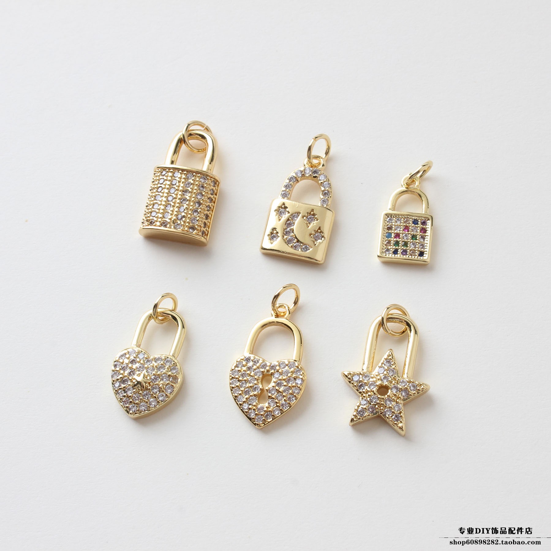 钥匙镶锆石镀18k金色手作材料