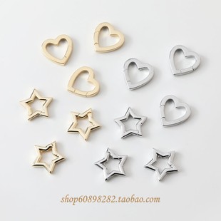 好品万能扣14K包金桃心形五角星弹簧扣吊坠diy项链首饰品连接配件