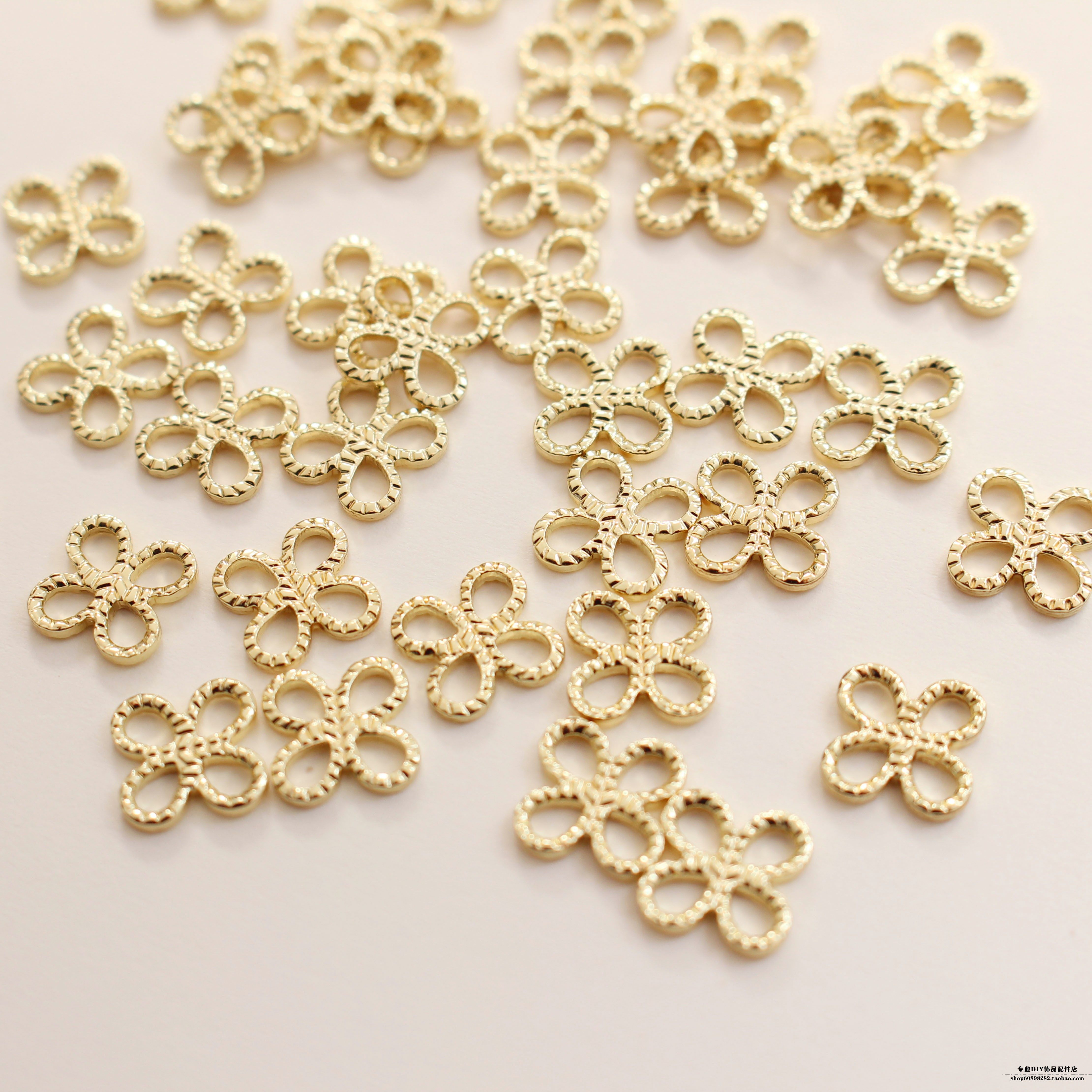 铜镀14k金色四叶草百搭连接口铜材质保色diy手工配件