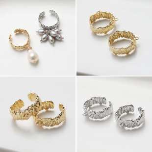 14K电镀真金保色不规则开口戒指diy手作戒指