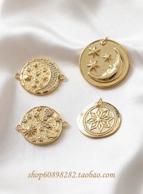 diy包金星球月亮镶水钻耳饰吊牌