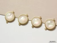 Золото 14К, 11 мм, двойная подвесная ракушка, 1 шт., 11*15 мм