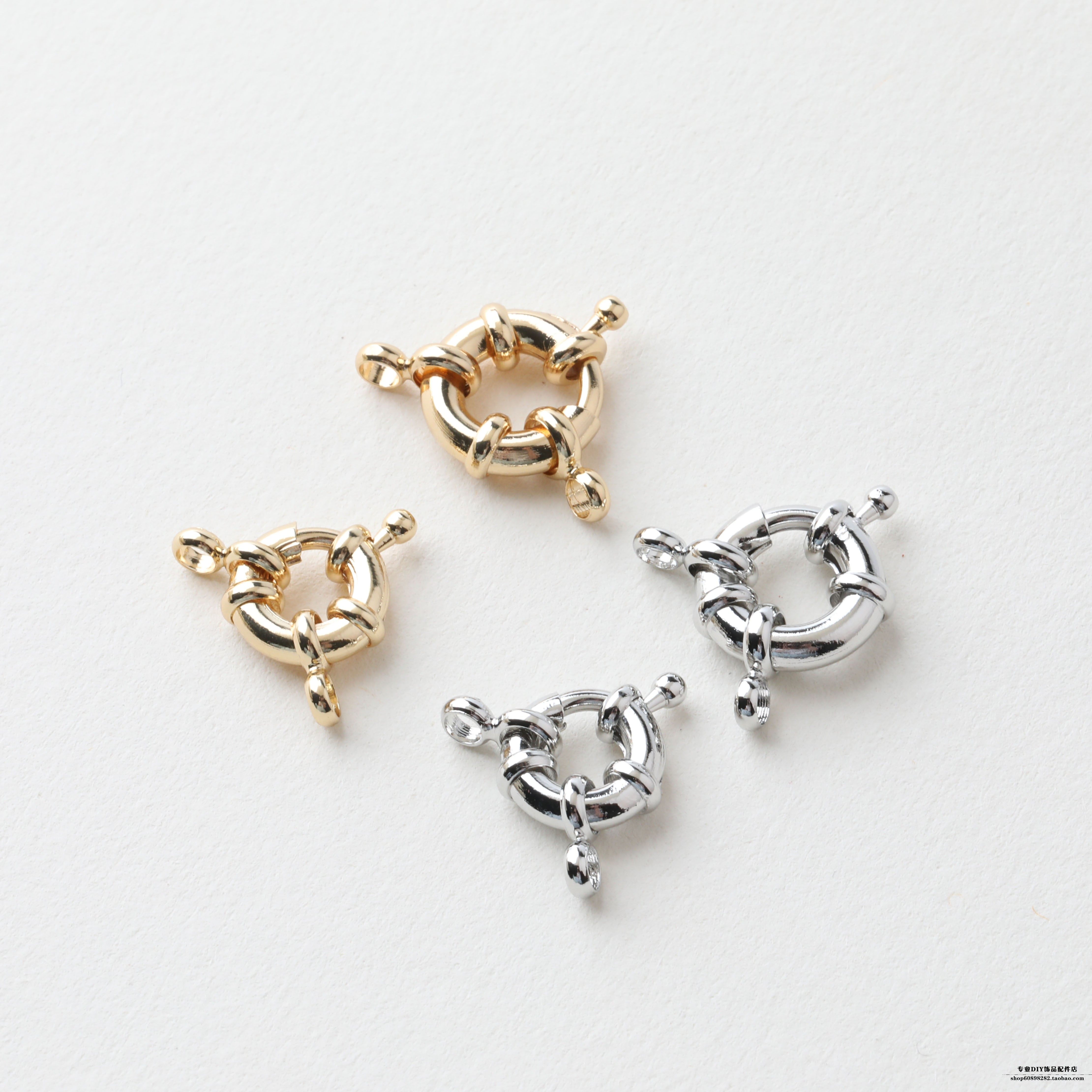 14k包金 圆形保色水手扣diy手链项链扣了串珠配件