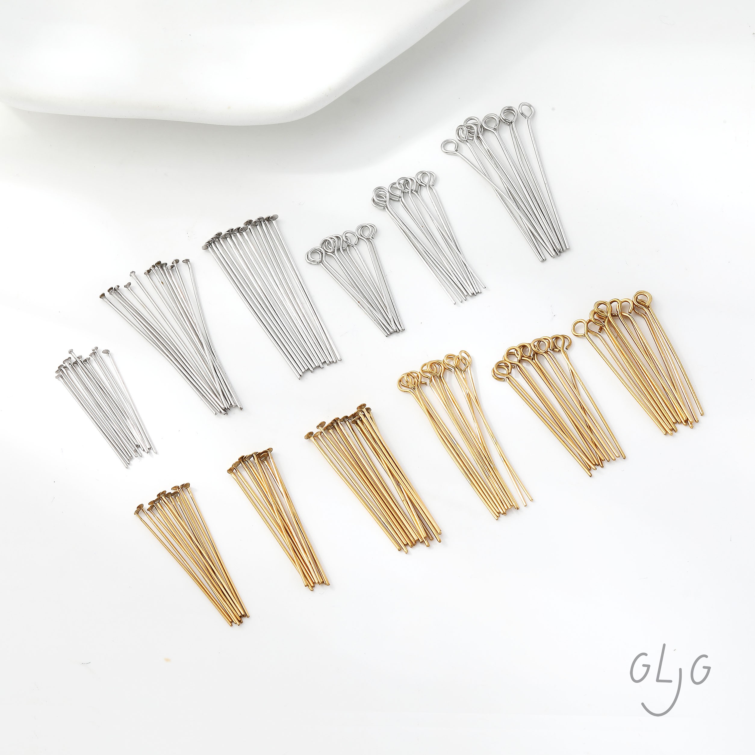 钛钢镀真金保色 T字针九字针diy手作手工串珠基础材料配件