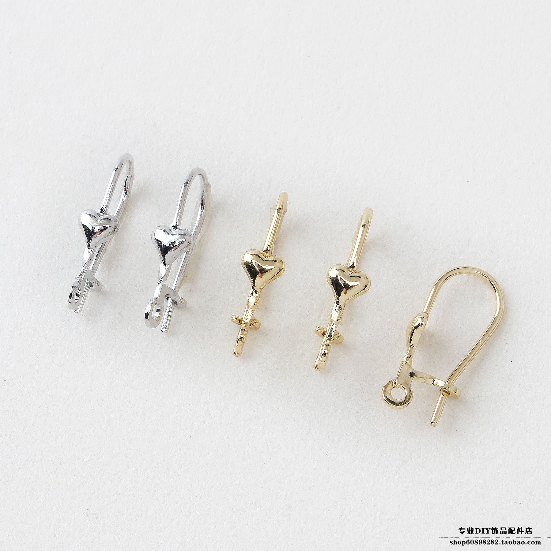 桃心法式耳钩爱心款式铜镀