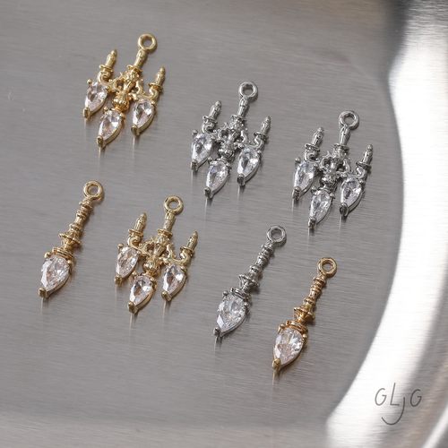 铜镀真金保色复古镶锆 宫廷水晶吊灯吊坠diy手作耳环项链材料配件