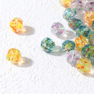 清新夏日油画质感手工制作灯工透明多角玻璃珠 灯工散珠
