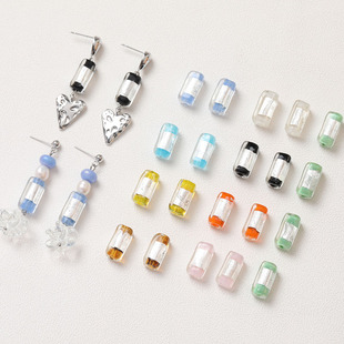 手工银箔长条长柱直孔diy手工琉璃珠串珠手作材料珍珠项链配件