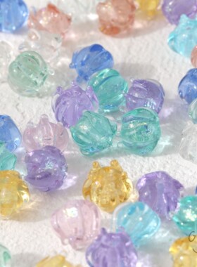 灯工琉璃梦幻细闪清新蓝铃花苞diy手作串珠手链项链耳饰材料配件