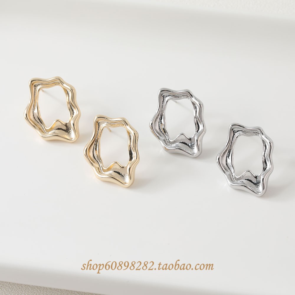 14K电镀真金保色不规则水滴熔岩镂空耳钉diy耳钉珍珠手作材料配件,饰品/流行首饰/时尚饰品新,耳环,淘宝优惠券,粉丝福利购,淘宝优惠卷