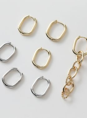 14k包金方形耳环手作diy材料配件