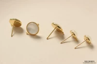 Серьги, 11mm, кошачий глаз, 1 пары, 2 шт, золото 14 карат