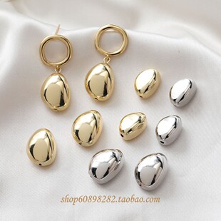 不规整半圆水滴树脂保色电镀diy金色白K金豆豆耳饰手链项链配件