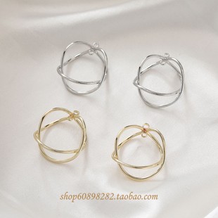 封釉电镀保色吊坠双圈带吊交叉款diy耳饰项链手链吊坠配件