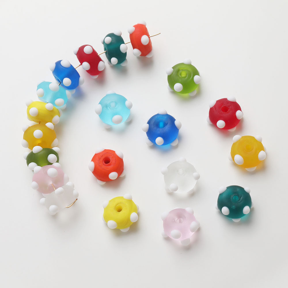 磨砂感扁圆算盘珠凸面圆点隔珠diy手作串珠项链手链耳饰材料配件