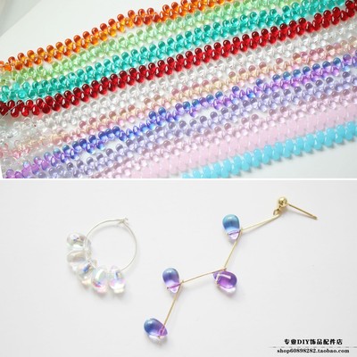 diy透明水滴幻彩光泽感琉璃珠