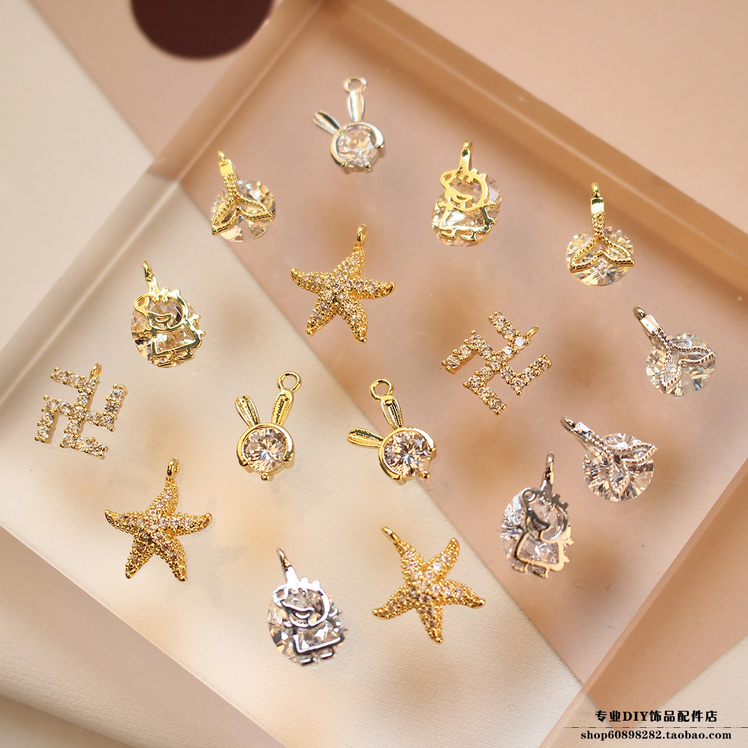 镀18k锆石鱼尾海星耳饰保色铜