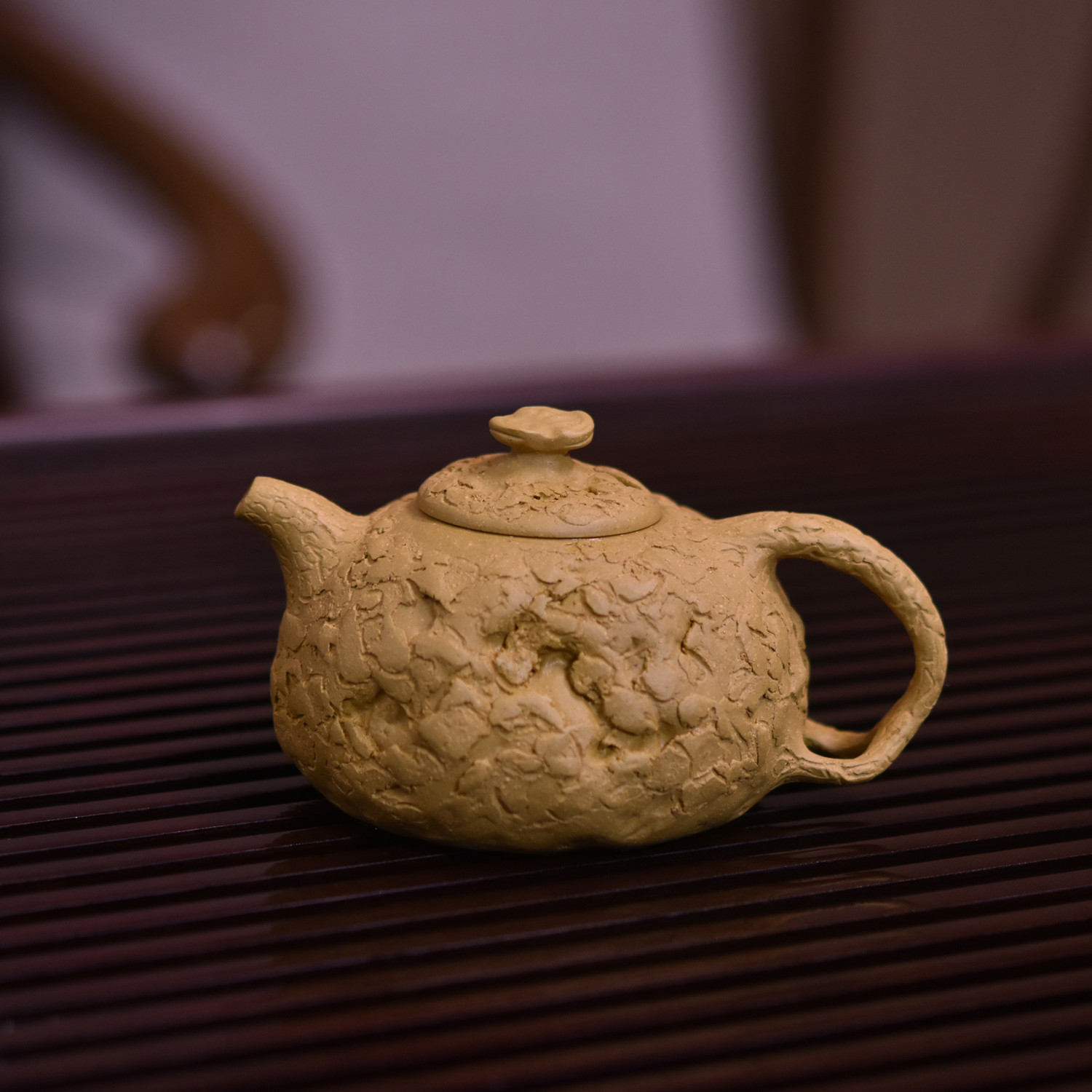 友兰轩 传统手工花器  180CC中品 原矿黄金黄段泥 灵芝供春紫砂壶