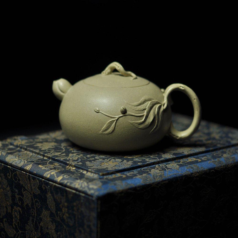 友兰轩 传统手工中小品文人高级茶壶160CC本山绿泥田园仙桃紫砂壶