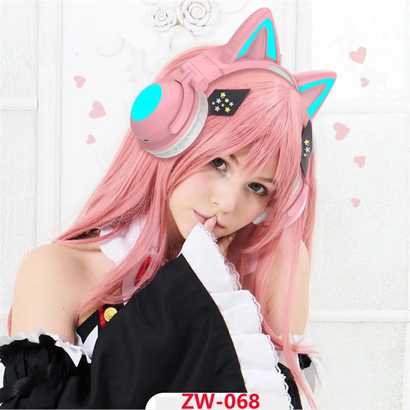 炫酷可爱头戴式粉色猫耳朵