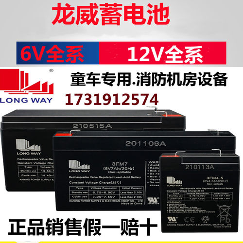 LONGWAY龙威儿童电动童车电瓶6V