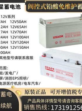 USAOK科星蓄电池UD65-12V7A17A24A38A65A100A120A150A200AH UPS