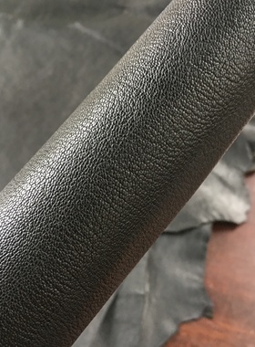 Lp119黑色缩纹鹿皮真皮手工DIY皮料1.2mm偏软