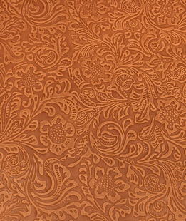 TH09蜜棕色唐草花纹头层牛皮2.2略挺真皮桌垫箱包皮具手工DIY皮料