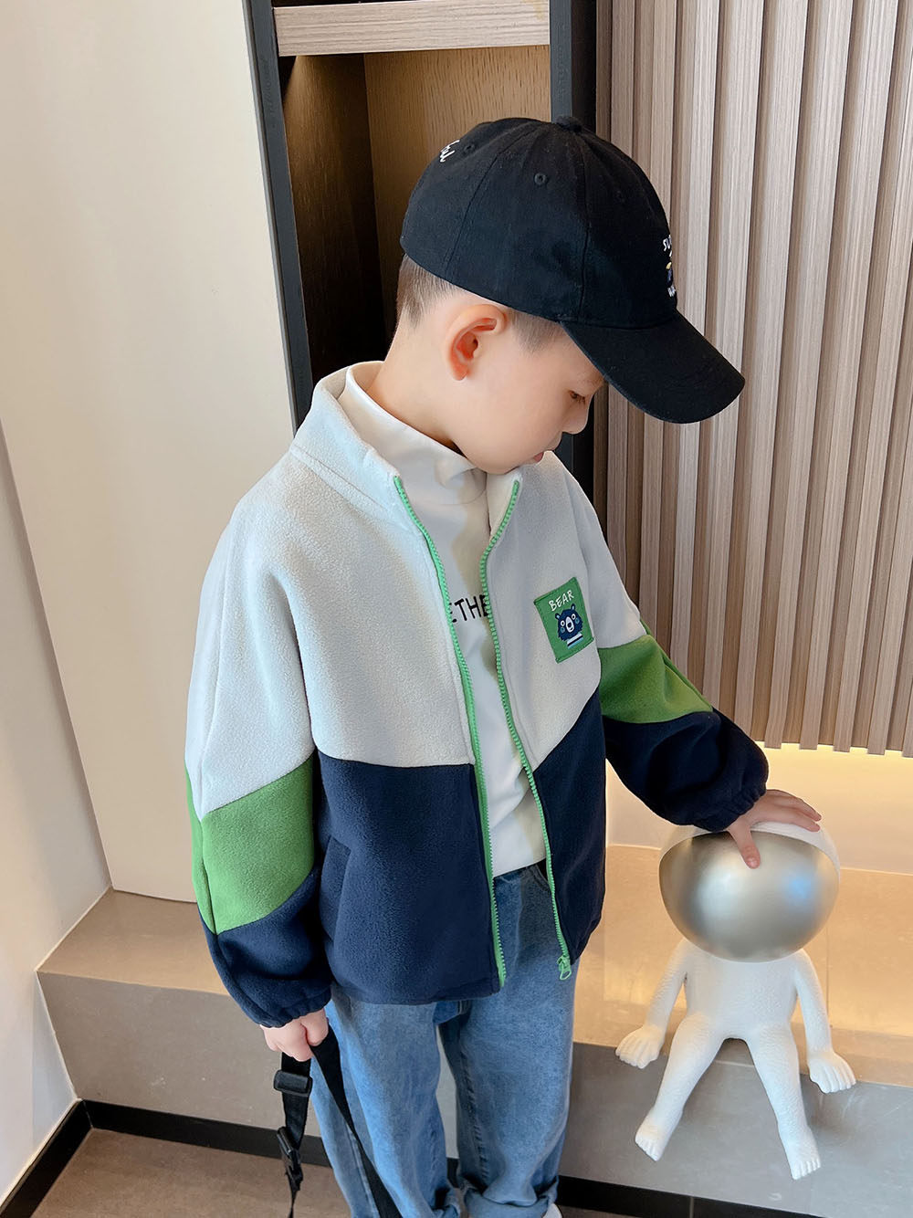 남아용 가을 겨울 코트 아동용 폴라 플리스 가디건 새로운 베이비 따뜻한 재킷 멋진 봄 가을 남아용 상의 트렌디함