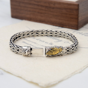 新品国潮民族风双色编织祈祷之手手链霸气个性复古民族风