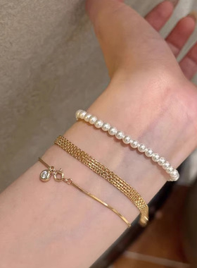 新品高级感蕾丝表带手链潮法式时