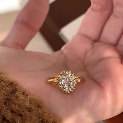 新品中古鸽子蛋戒指小众时尚精致