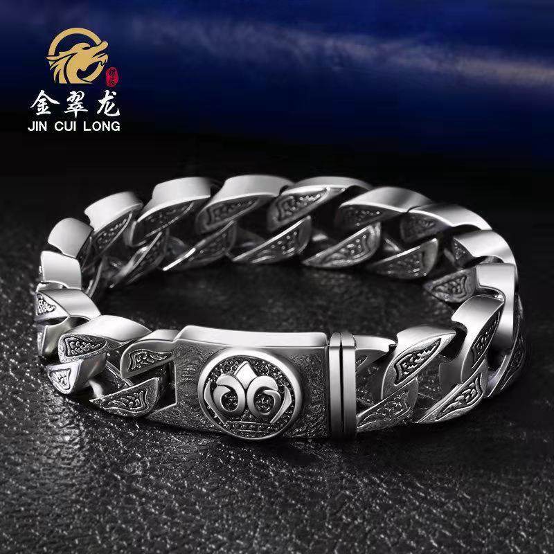 s925银手链个性时尚机车友