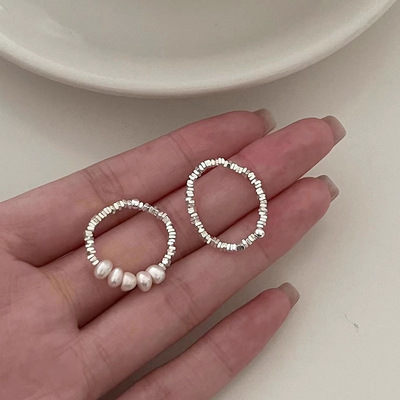 碎银子珍珠戒指女ins潮时尚个性