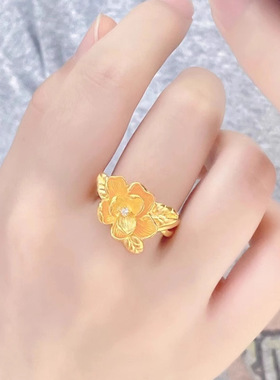 新品镶嵌锆石茉莉花戒指轻奢气质