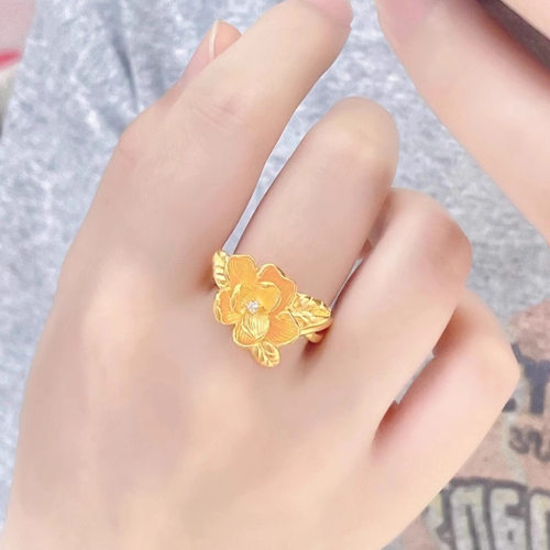 新品镶嵌锆石茉莉花戒指轻奢气质