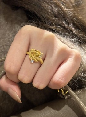 新品新款玫瑰与蛇戒指轻奢高级感