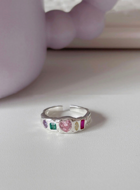 新品新款小众设计戒指多巴胺七彩