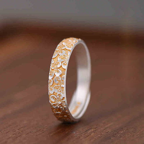 新品描金梅花戒指女款时尚轻奢气