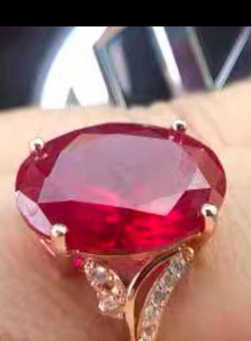 新品925银缅甸无烧金红宝石戒指