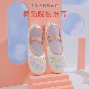 2026新儿童练功舞蹈鞋女幼儿软底芭蕾舞鞋猫爪鞋演出鞋香槟色民族