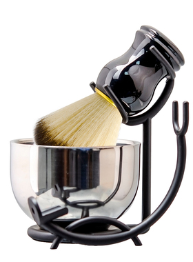 3件套男士剃须刀支架剃须刷子套装刮胡刷湿剃湿刮胡刷架皂膏收纳