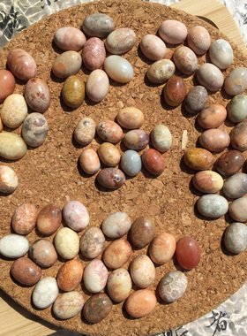 Sweet裸石 天然无忧化珊瑚玉菊花石椭圆蛋面戒面 古生物化石