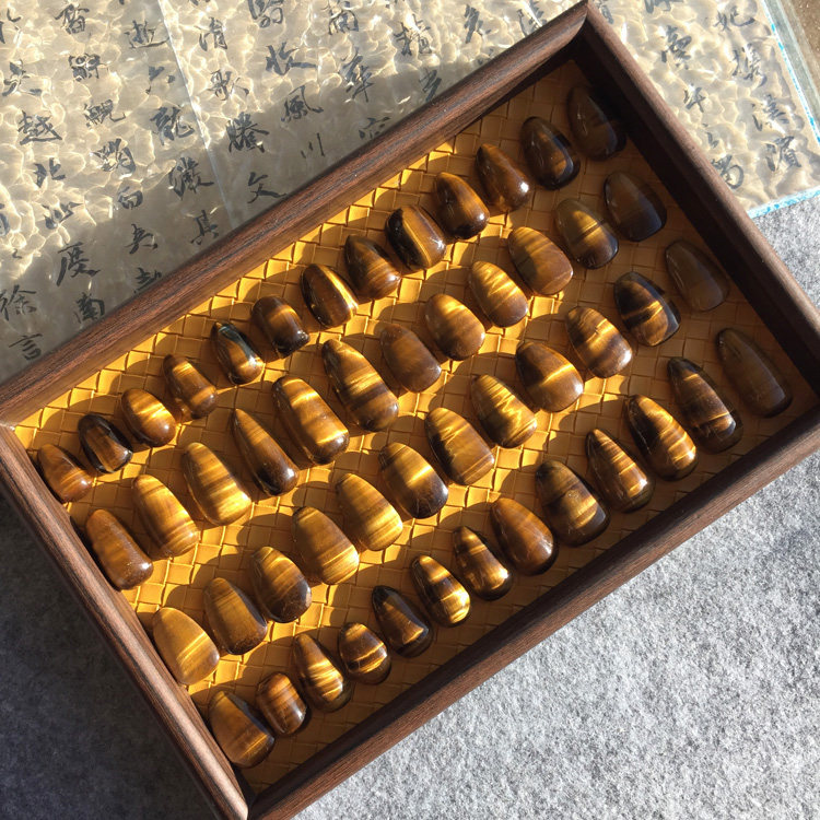 天然黄虎眼石无孔吊坠闪电纹