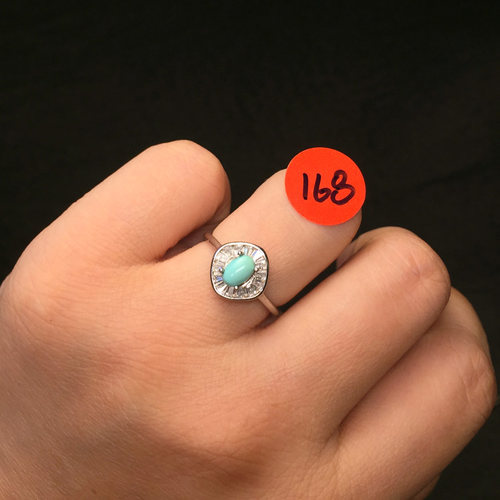 原矿绿松石镶嵌S925戒指耳钉包邮