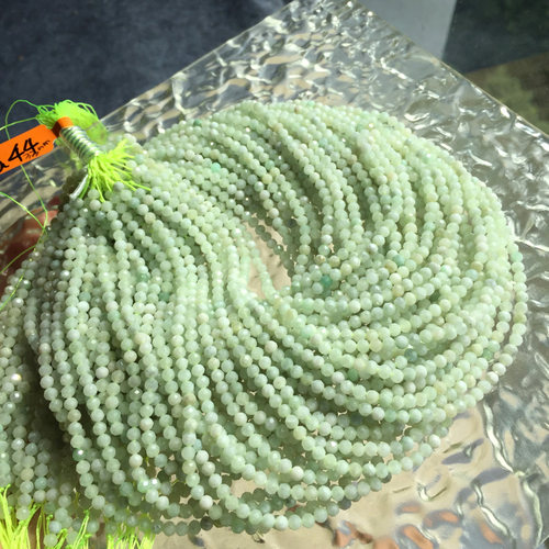 天然A货翡翠3.3mm刻面小米珠链