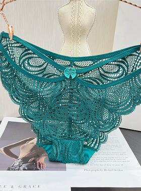 胖MM200斤网纱性感内裤女士蕾丝低腰火辣透明大码透气薄款三角裤