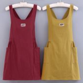 时尚 工作服 棉布围裙女厨房家用做饭宽松交叉背带年轻洋气耐脏韩版